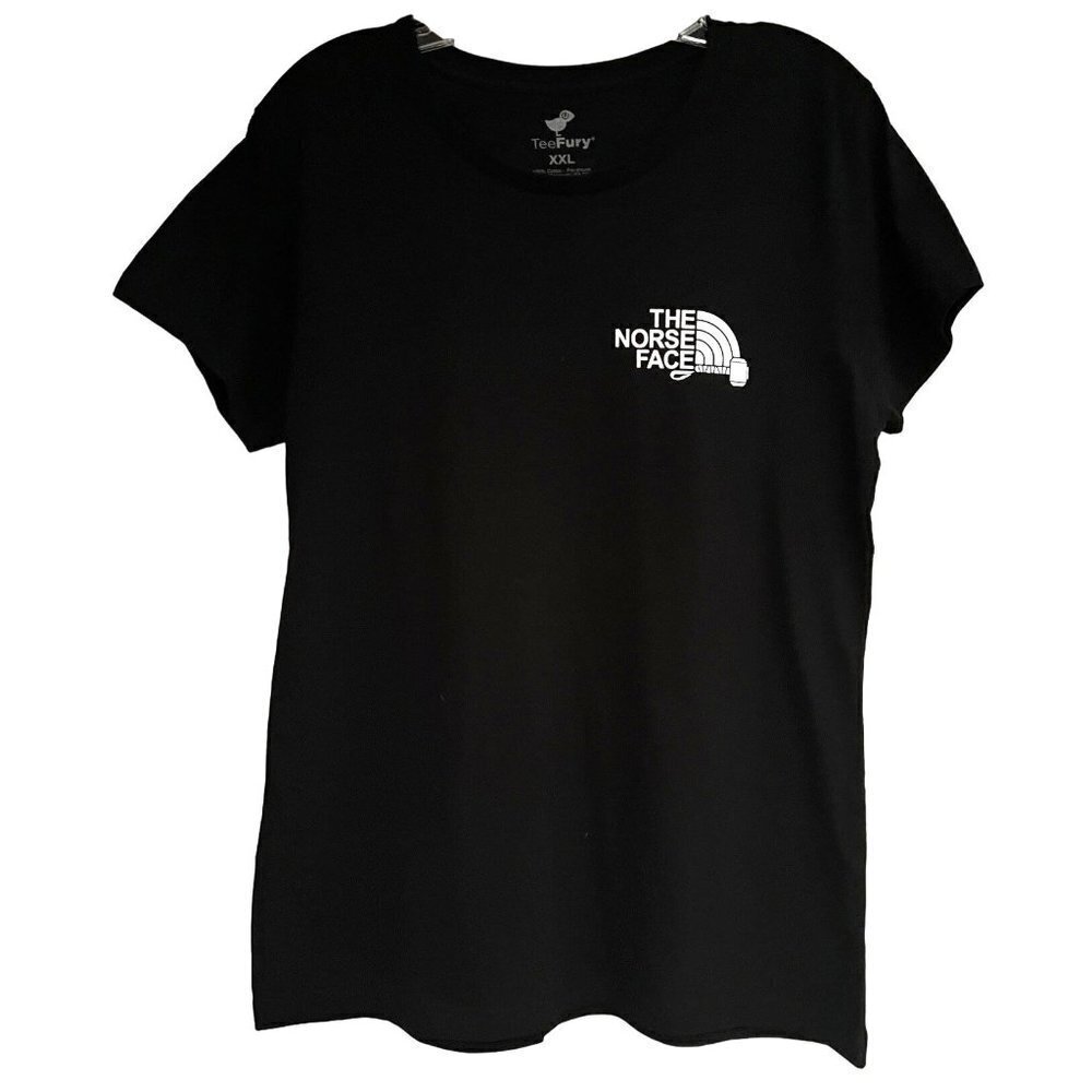 TeeFury The Norse Face Womens Black Graphic T-Shirt 2XL Novelty Stretch New